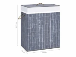 Cesta para la ropa sucia con 2 compartimentos, bambú , 100 L Gris Outlet