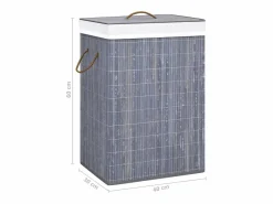 Cesto De Ropa|Cesta para la ropa sucia con 2 compartimentos, bambú , 72 L