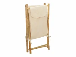 Cesto De Ropa|Cesta para la ropa sucia de bambú color blanco crema 41,5x36x63,5 cm