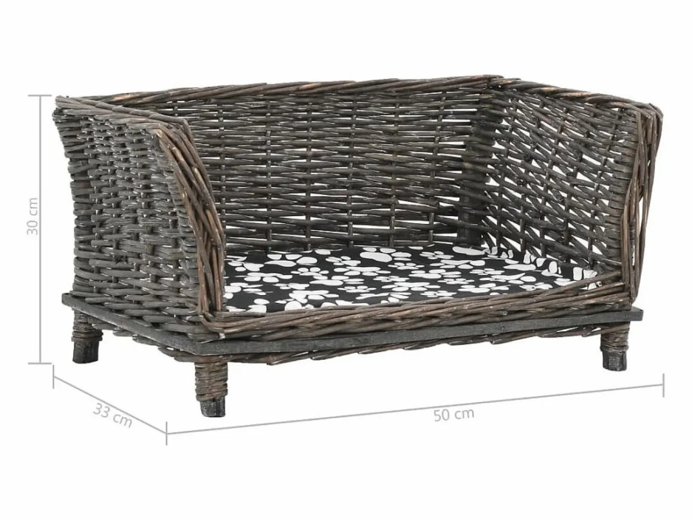 Clicnbuy Cesta para perros con cojín sauce natural 50x33x30 cm Gris Best