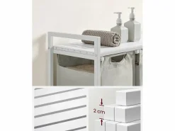 Cesta para ropa blanca Valora de 3 compartimentos con tapa de MDF estilo loft Blanco Hot