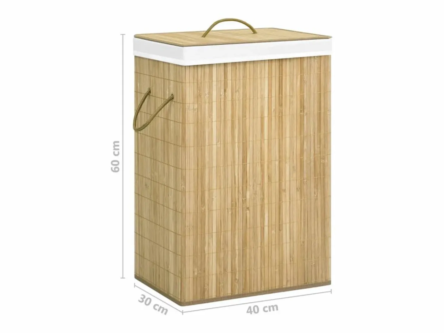 Cesto De Ropa|Cesta para ropa con 2 secciones de bambú 72 L