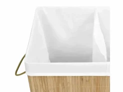 Cesta para ropa con 2 secciones de bambú 100 L^ Hot