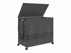 Cesto De Ropa|Cesta para ropa con ruedas 66x35x60 cm resina tejida