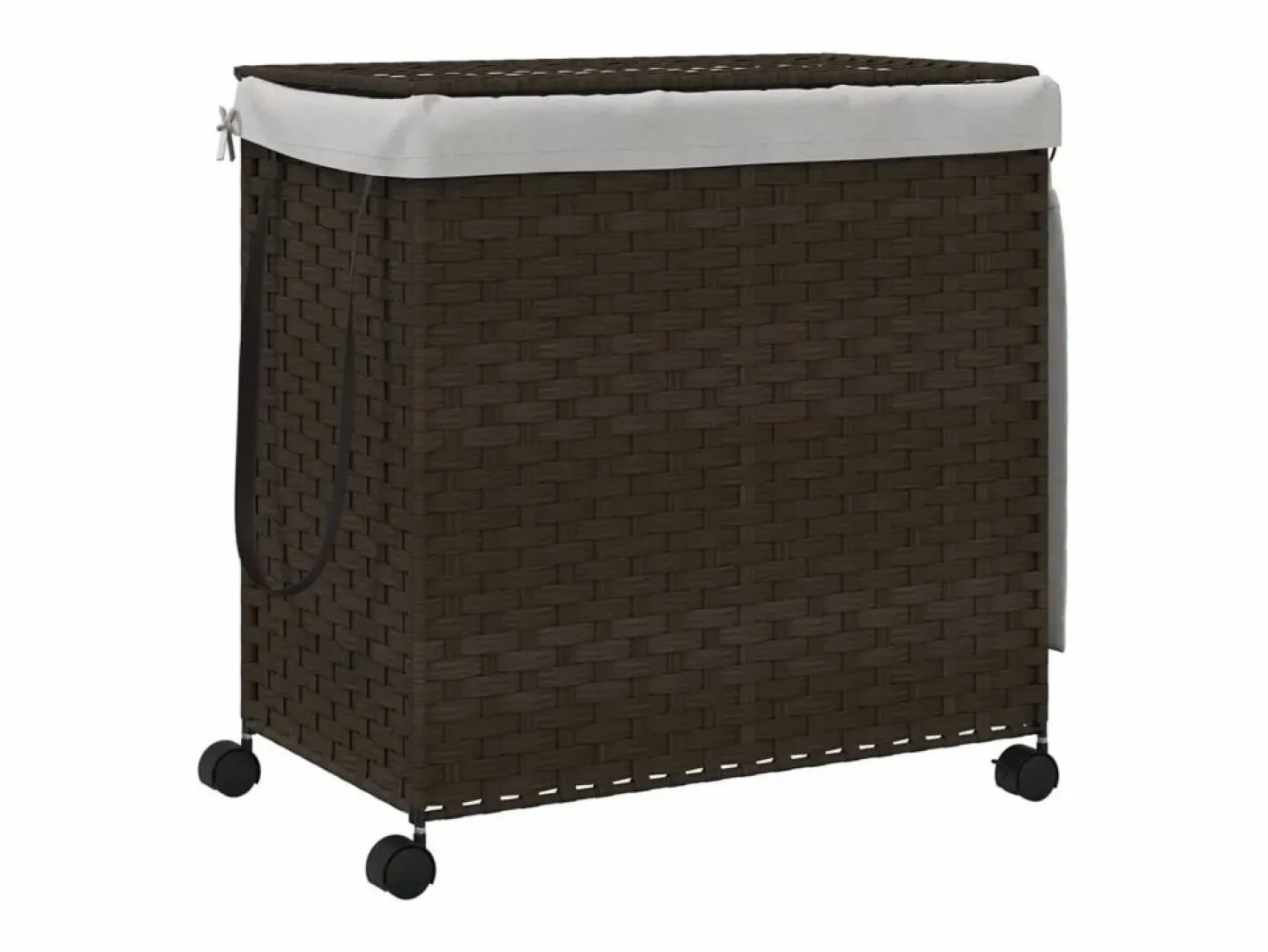 Cesto De Ropa|Cesta para ropa con ruedas marrón oscuro 60x35x60,5 cm