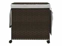 Cesto De Ropa|Cesta para ropa con ruedas marrón oscuro 60x35x60,5 cm