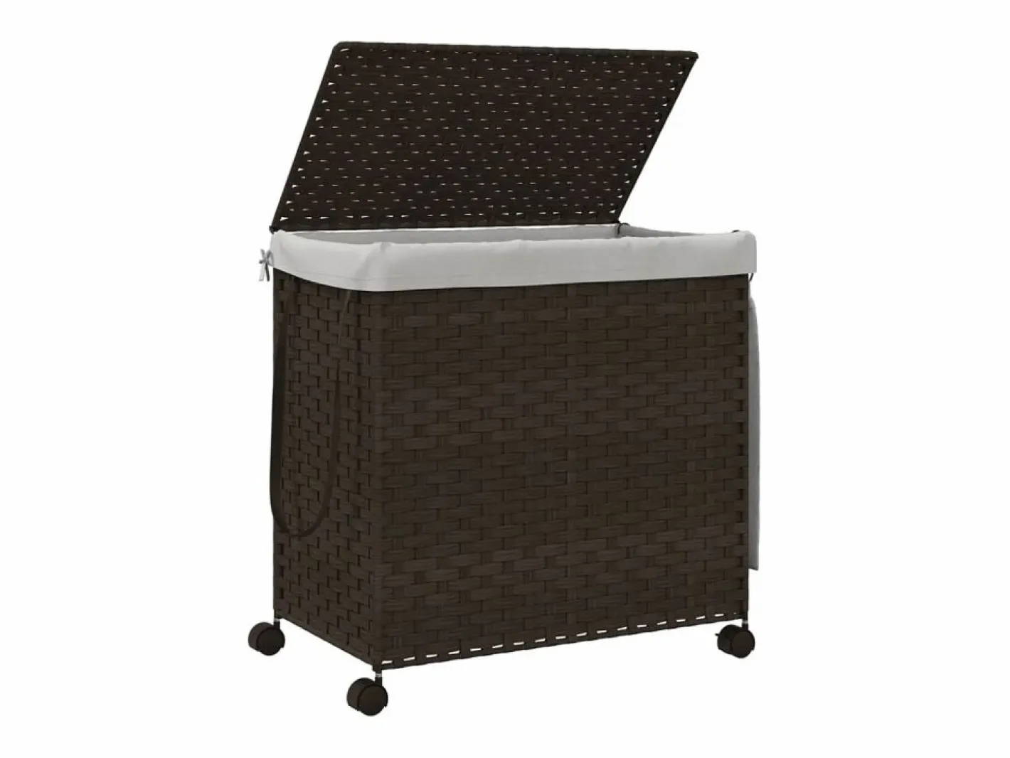 Cesto De Ropa|Cesta para ropa con ruedas marrón oscuro 60x35x60,5 cm