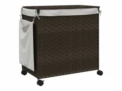 Cesto De Ropa|Cesta para ropa con ruedas marrón oscuro 60x35x60,5 cm