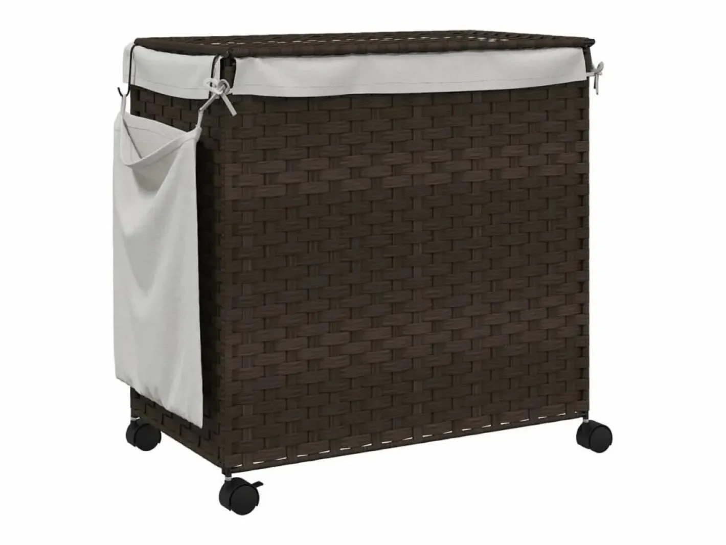 Cesto De Ropa|Cesta para ropa con ruedas marrón oscuro 60x35x60,5 cm