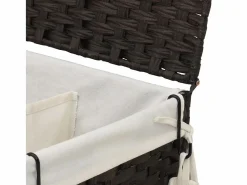 Cesto De Ropa|Cesta para ropa con ruedas marrón oscuro 60x35x60,5 cm