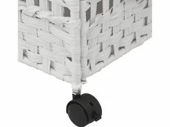 Cesta para ropa con ruedas blanca 66x35x60 cm resina tejida^ Outlet
