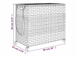 Cesta para ropa con ruedas blanca 66x35x60 cm resina tejida^ Outlet