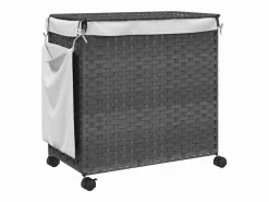 Cesto De Ropa|Cesta para ropa con ruedas 60x35x60,5 cm resina tejida