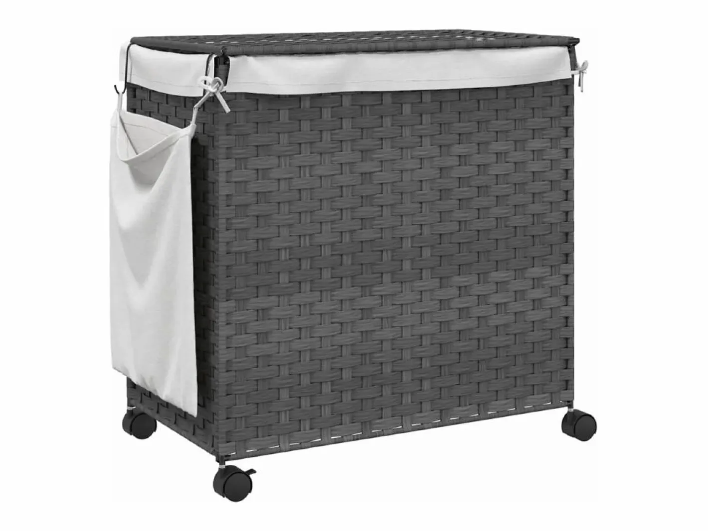 Cesto De Ropa|Cesta para ropa con ruedas 60x35x60,5 cm resina tejida