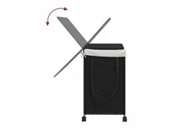 Cesto De Ropa|Cesta para ropa con ruedas negra 60x35x60,5 cm resina tejida