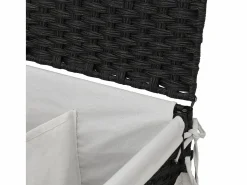 Cesto De Ropa|Cesta para ropa con ruedas negra 60x35x60,5 cm resina tejida