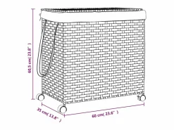 Cesto De Ropa|Cesta para ropa con ruedas negra 60x35x60,5 cm resina tejida