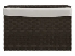 Cesto De Ropa|Cesta para ropa con tapa de resina tejida marrón oscuro