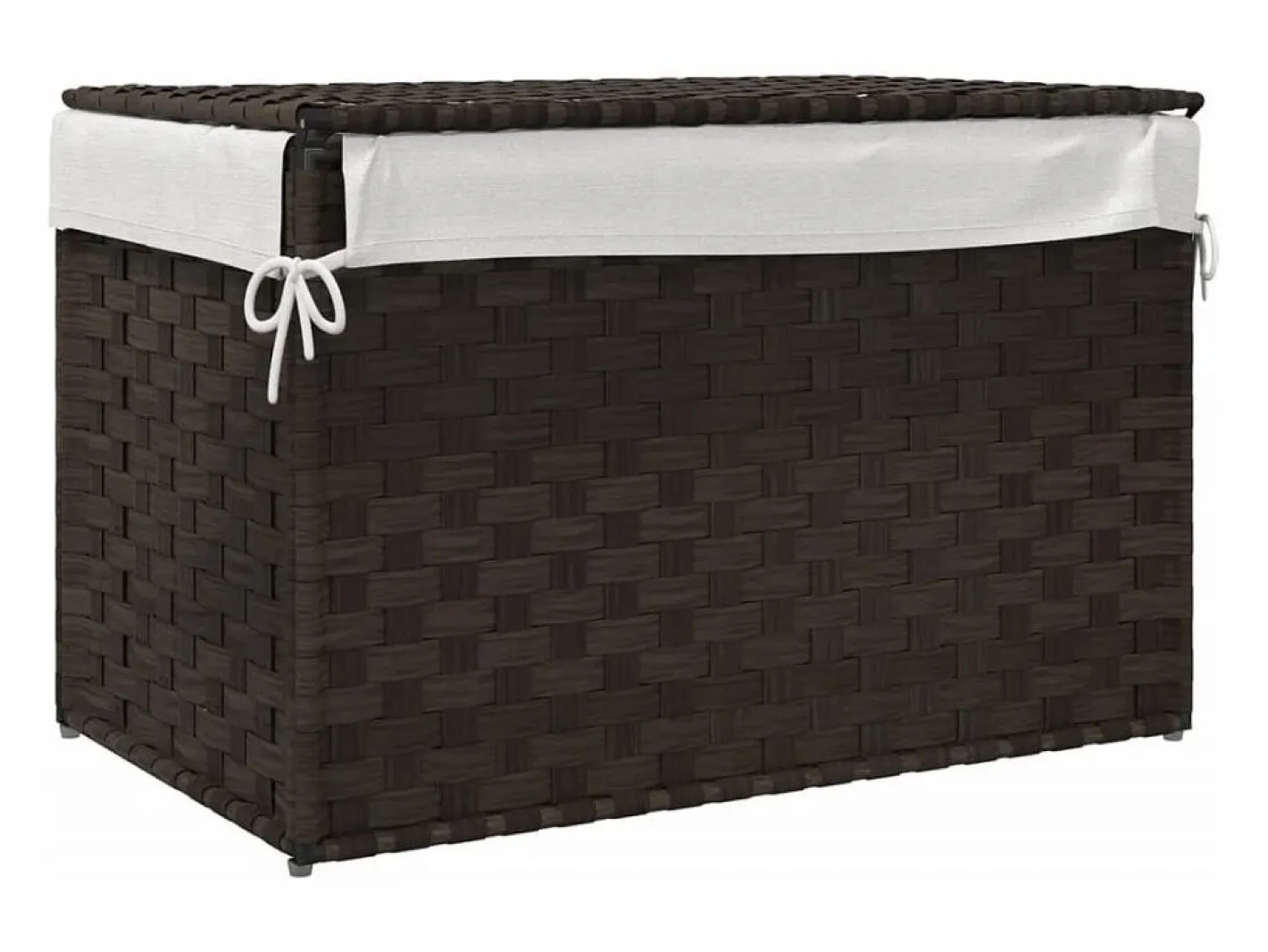 Cesto De Ropa|Cesta para ropa con tapa de resina tejida marrón oscuro