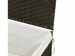 Cesto De Ropa|Cesta para ropa con tapa de resina tejida marrón oscuro
