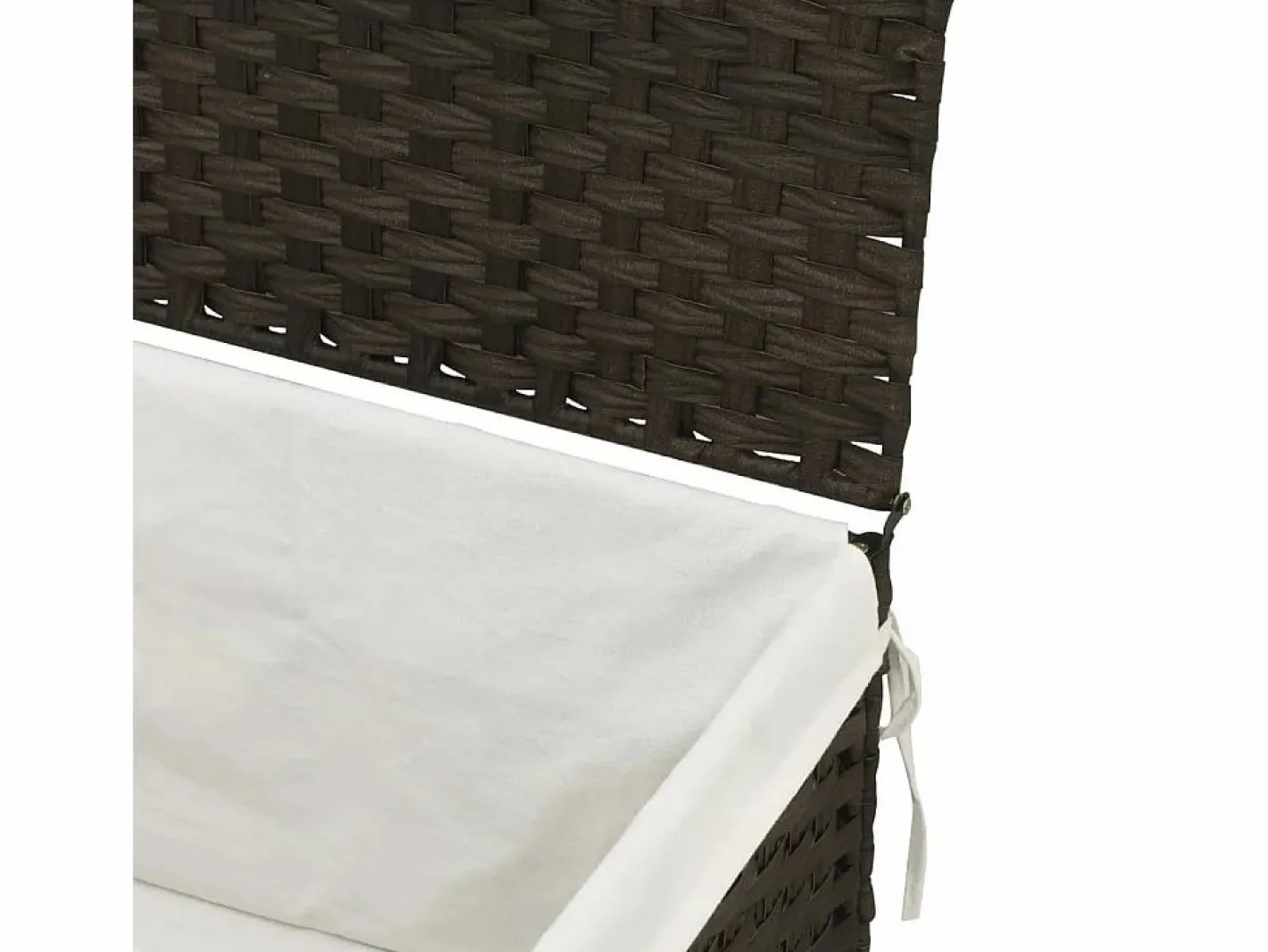 Cesto De Ropa|Cesta para ropa con tapa de resina tejida marrón oscuro