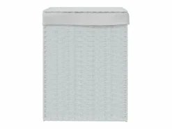 Cesta para ropa con tapa blanca 46x33x60 cm resina tejida Blanco Outlet