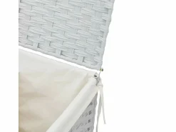 Cesta para ropa con tapa blanca 46x33x60 cm resina tejida Blanco Outlet