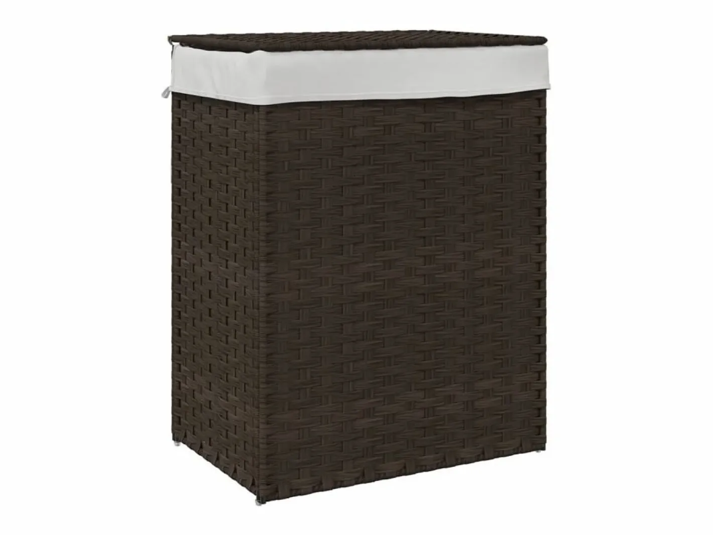 Cesto De Ropa|Cesta para ropa con tapa de resina tejida marrón oscuro