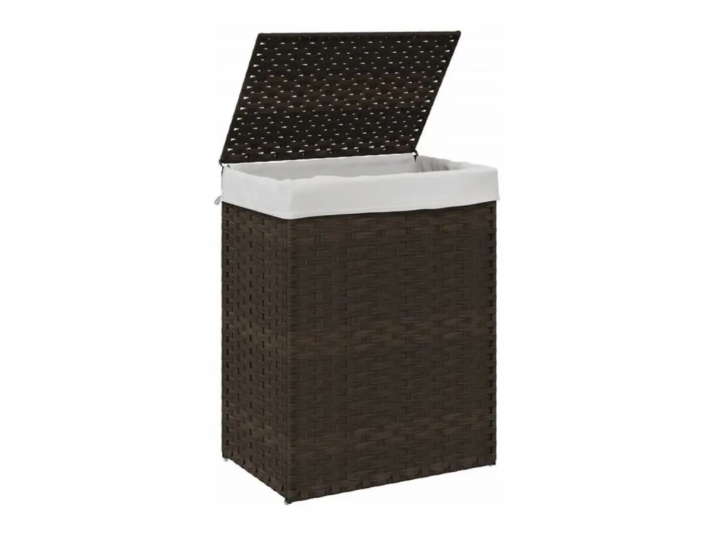 Cesto De Ropa|Cesta para ropa con tapa de resina tejida marrón oscuro