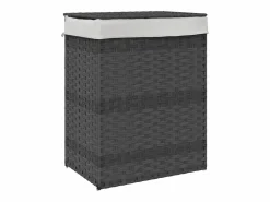 Cesta para ropa con tapa 46x33x60 cm resina tejida^ New