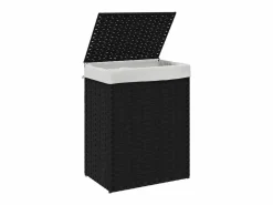 Cesto De Ropa|Cesta para ropa con tapa negra 46x33x60 cm resina tejida