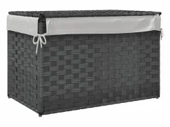 Cesta para ropa con tapa 55,5x35x34 cm resina tejida Gris Hot