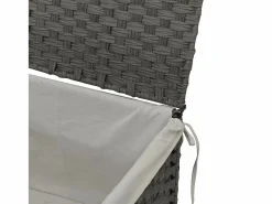 Cesta para ropa con tapa 55,5x35x34 cm resina tejida Gris Hot