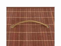Cesta para ropa sucia con 2 compartimentos, bambú marrón, 100 L Marru00f3n Clearance