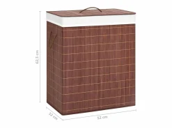 Cesta para ropa sucia con 2 compartimentos, bambú marrón, 100 L Marru00f3n Clearance