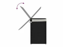 Cesta para ropa sucia con 2 compartimentos negra 53x35x57 cm resina tejida^ Discount