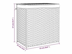 Cesta para ropa sucia con 2 compartimentos negra 53x35x57 cm resina tejida^ Discount