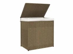 Cesta para ropa sucia con 2 secciones 53x35x57 cm resina tejida^ Outlet