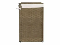 Cesta para ropa sucia con 2 secciones 53x35x57 cm resina tejida^ Outlet