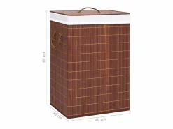 Cesta para ropa sucia con 2 compartimentos, bambú marrón, 72 L^ Hot