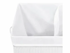 Cesta para ropa sucia de 2 secciones de bambú de 100 L Blanco Online