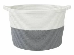 Cesta para ropa sucia gris y blanca Ø60x36 cm algodón Multicolor Best