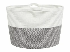 Cesto De Ropa|Cesta para ropa sucia gris y blanca Ø60x36 cm algodón