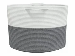 Cesta para ropa sucia gris y blanca Ø55x36 cm algodón Multicolor New