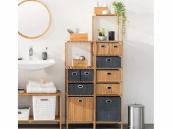 Five Cesto de almacenamiento de bambú con diseño exótico Negro Best