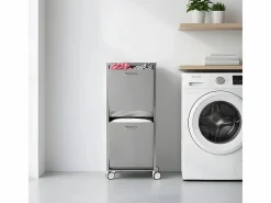 Cesto de ropa con ruedas, 2 compartimentos - Acero inoxidable - 96*40*27 cm - TANGO^Don Hierro Discount