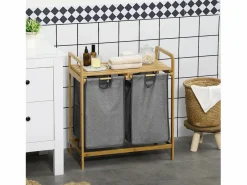 Homcom Cesto de ropa madera natural 63.5x33x73 cm Gris