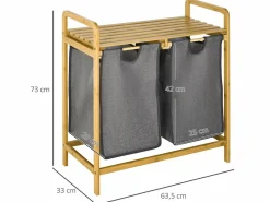 Homcom Cesto de ropa madera natural 63.5x33x73 cm Gris