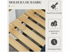 Homcom Cesto de ropa sucia Nalón 2 compartimentos + estante superior bambú /natural 73x33x64 cm Gris Outlet