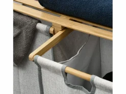 Homcom Cesto de ropa sucia Nalón 2 compartimentos + estante superior bambú /natural 73x33x64 cm Gris Outlet